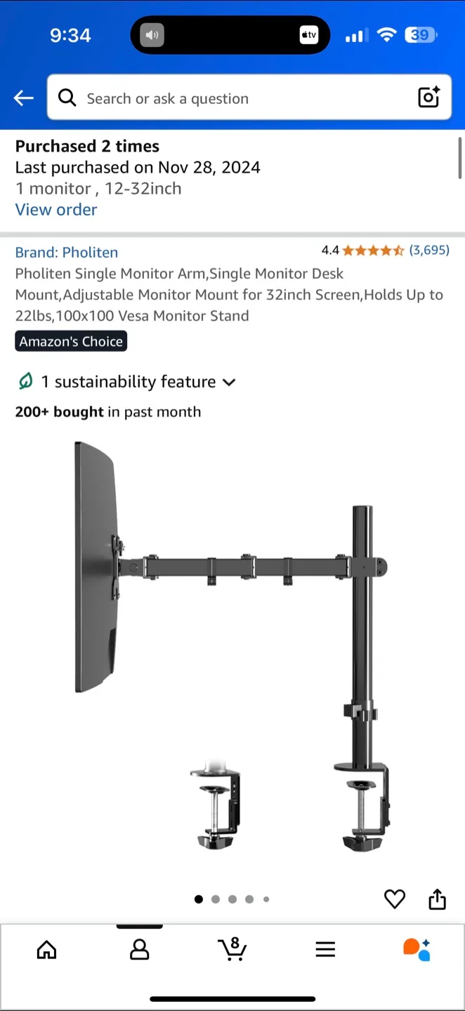 Pholiten Single Monitor Desk Mount thumbnail