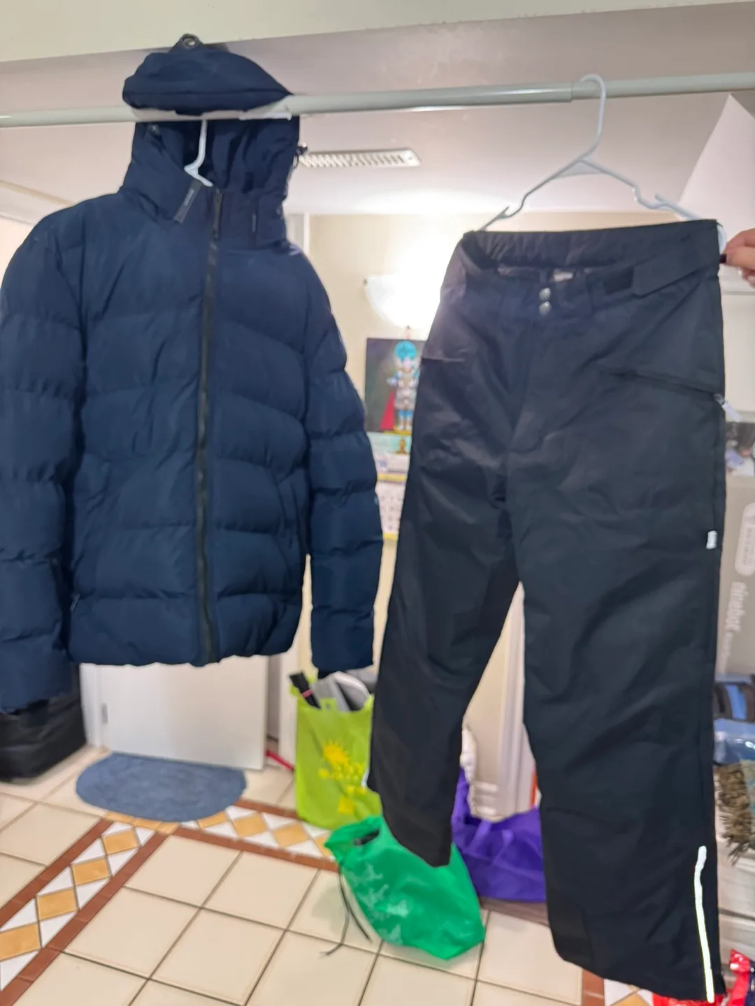 Black Snow Pants & Blue Puffer Jacket thumbnail