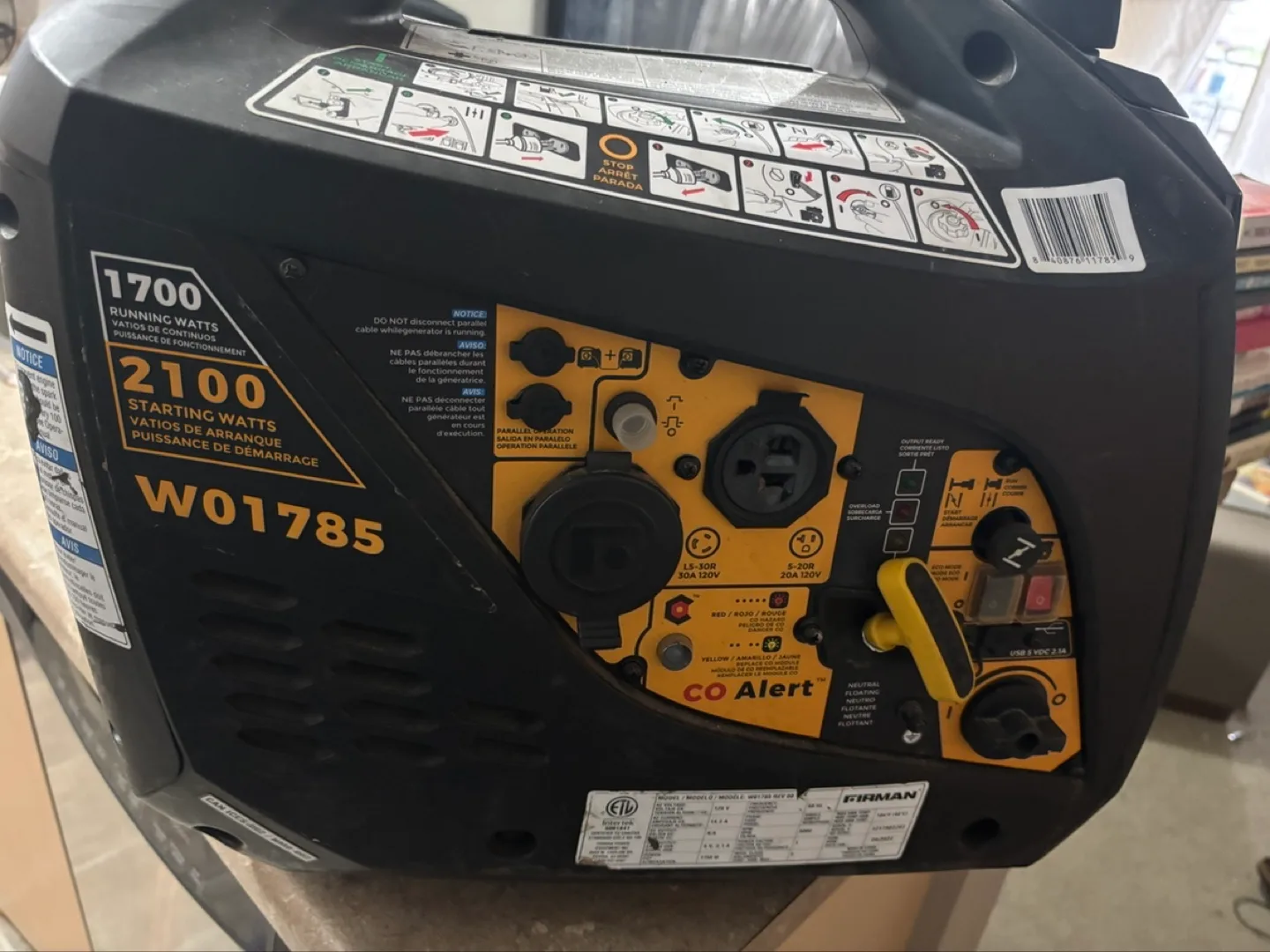 Firman W01785 Generator - 1700 Running Watts thumbnail