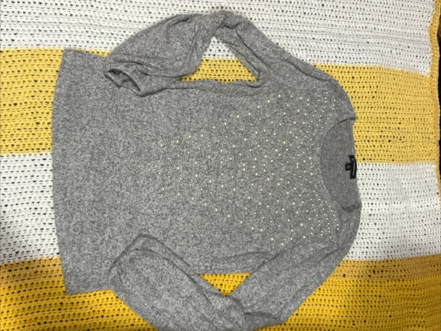 INC International Concepts Gray Pearl Sweater thumbnail