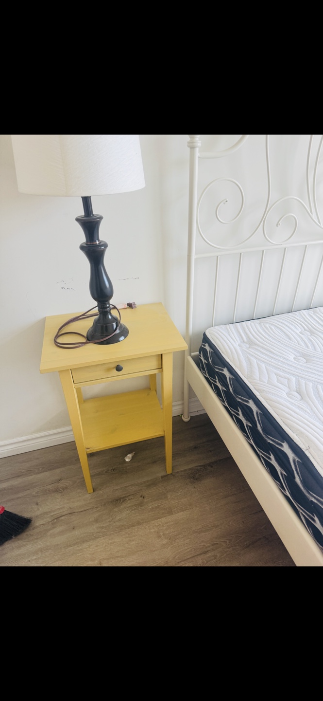 Yellow IKEA wood bedside Table - photo 2