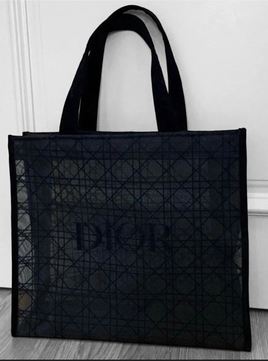 Dior Beauty Mesh Cosmetic Makeup Tote Bag- Black thumbnail