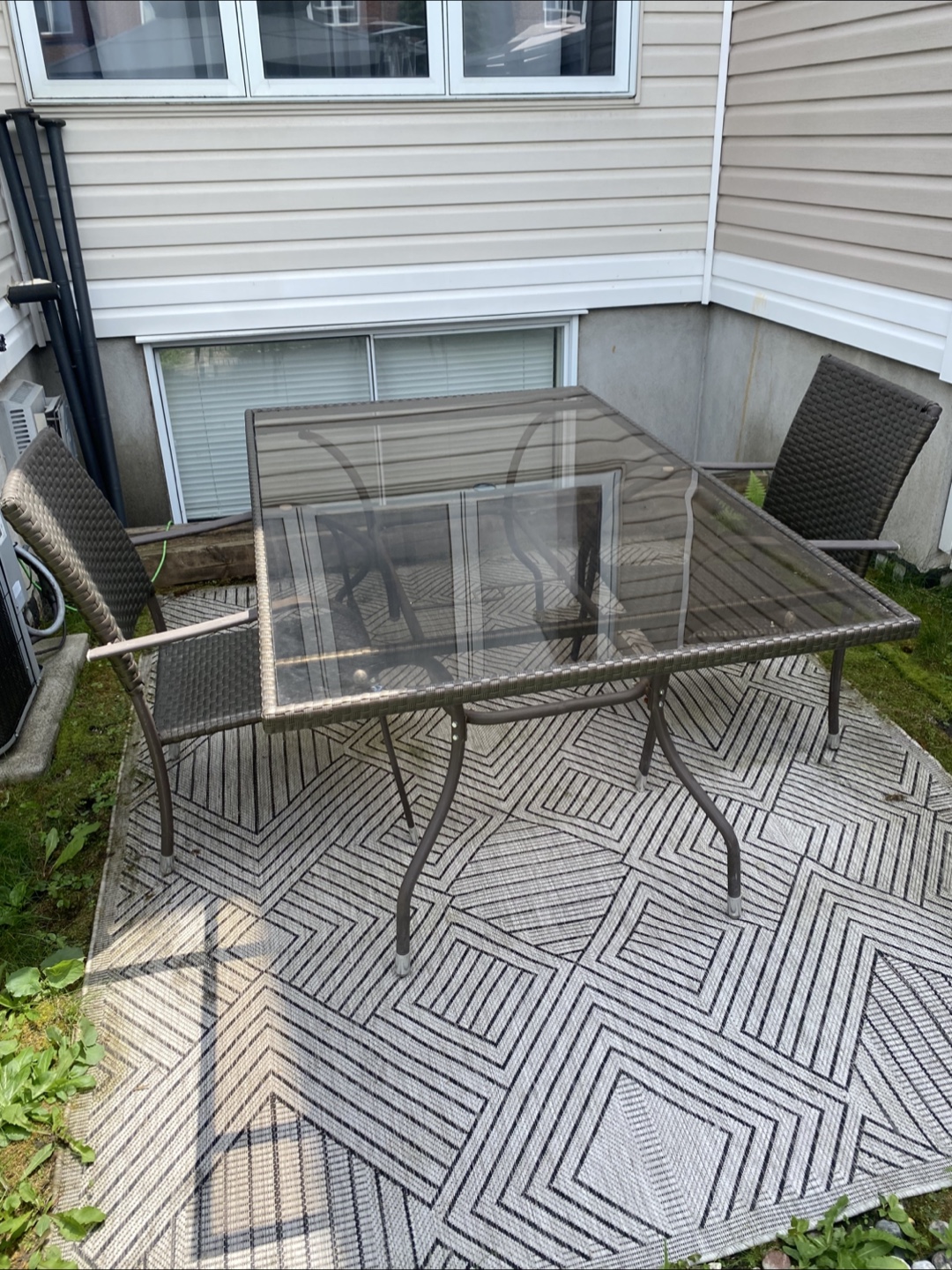 Outdoor Glass Top Patio Table with 2 Chairs - photo 2