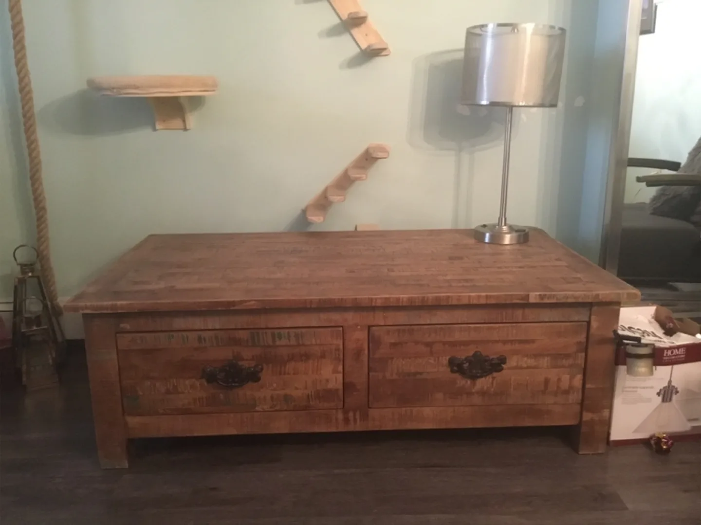 🇨🇦Rustic Wood Coffee Table with Drawers thumbnail