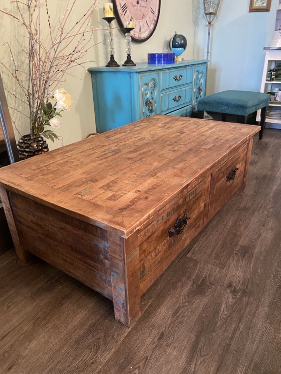 🇨🇦Rustic Wood Coffee Table with Drawers - photo 5