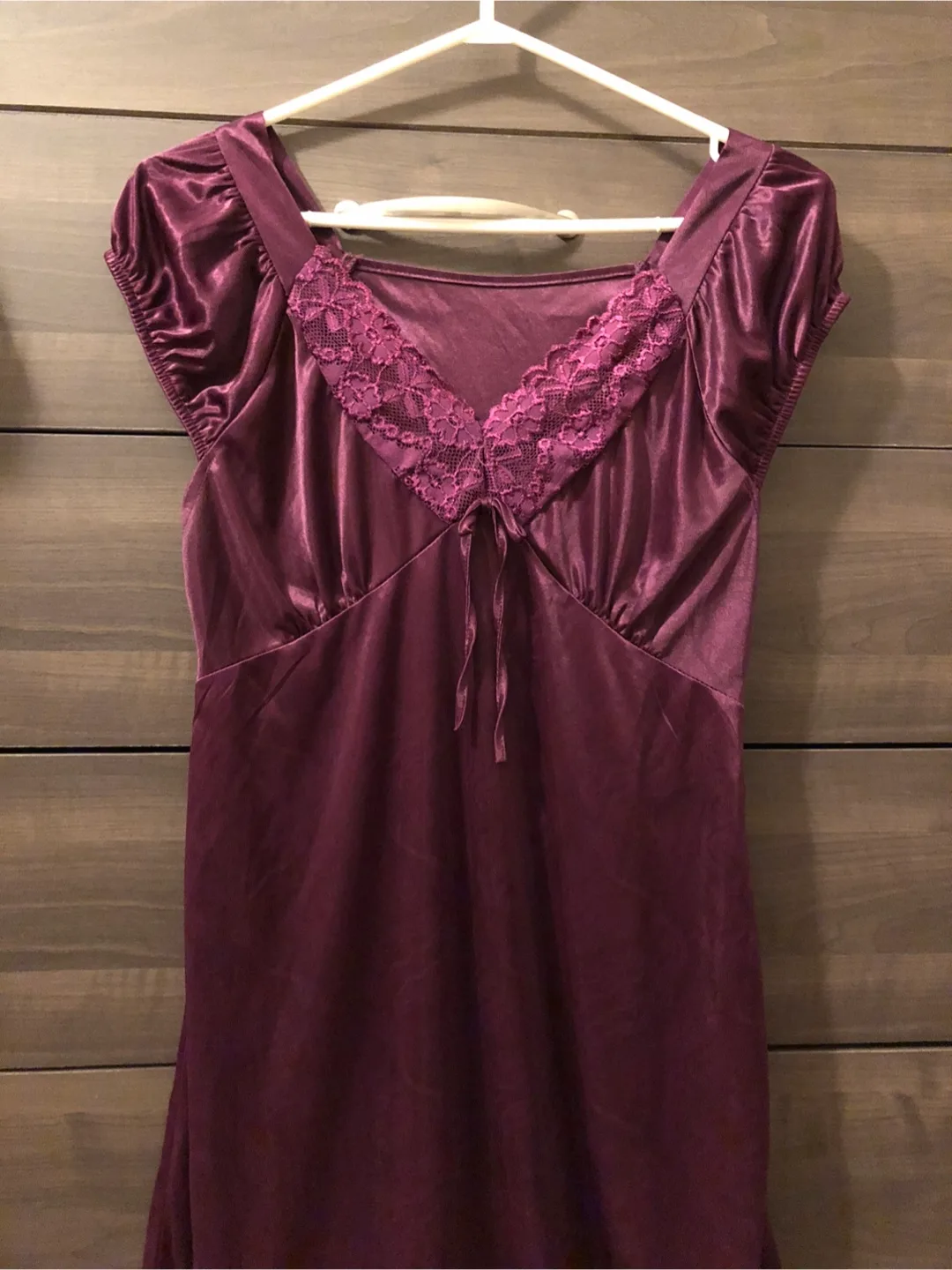 Burgundy Nightgown with Lace Detail thumbnail