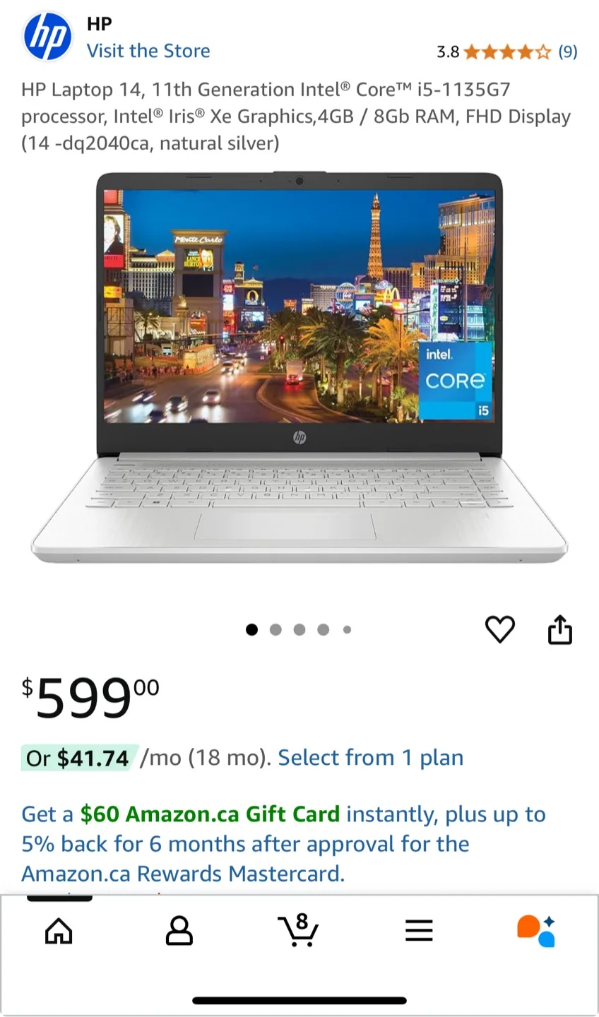 HP Laptop 14, 11th Gen Intel Core i5, Natural Silver thumbnail