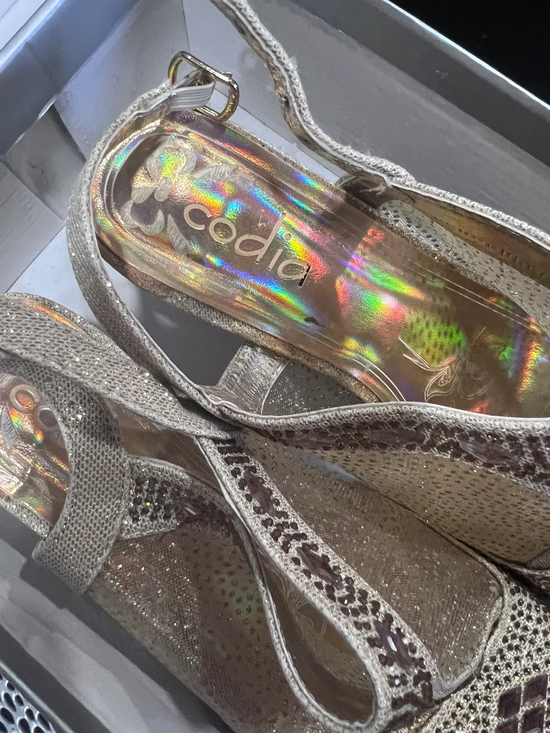 Codia Gold Slingback Heels, Size 8 image indicator(2)