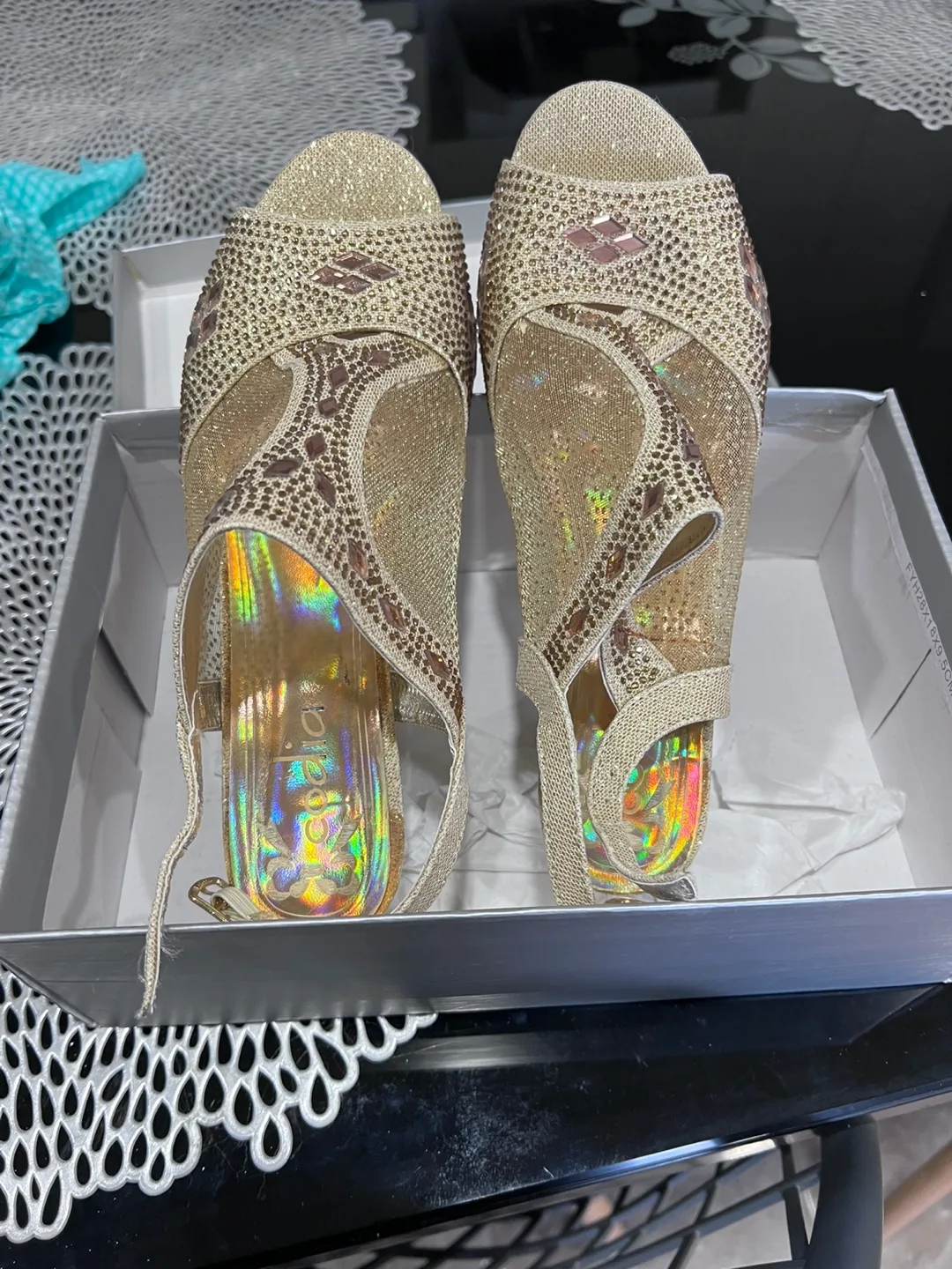 Codia Gold Slingback Heels, Size 8 image indicator(3)