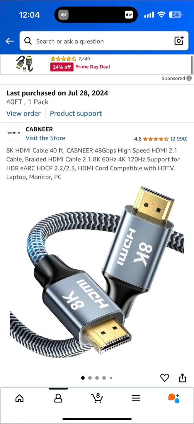 CABNEER 8K HDMI Cable 40 ft thumbnail