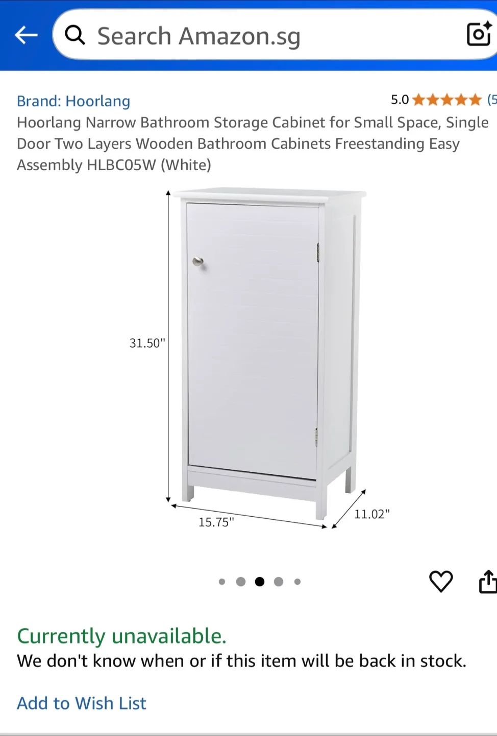 95% New White Bathroom Cabinet thumbnail