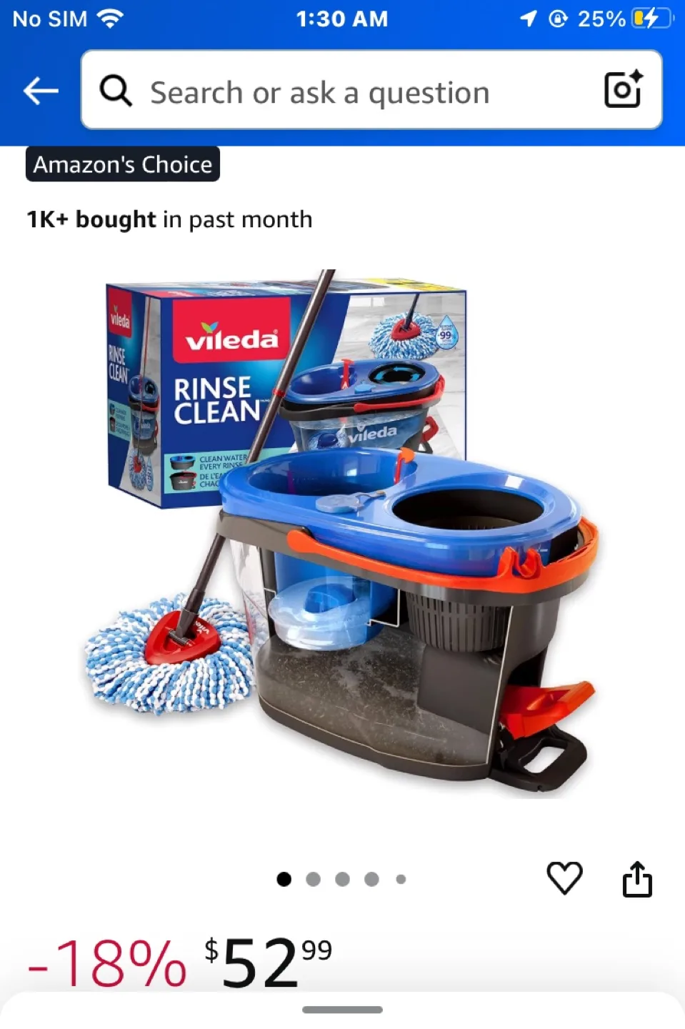 Vileda Rinse Clean EasyWring Microfibre Spin Mop System thumbnail
