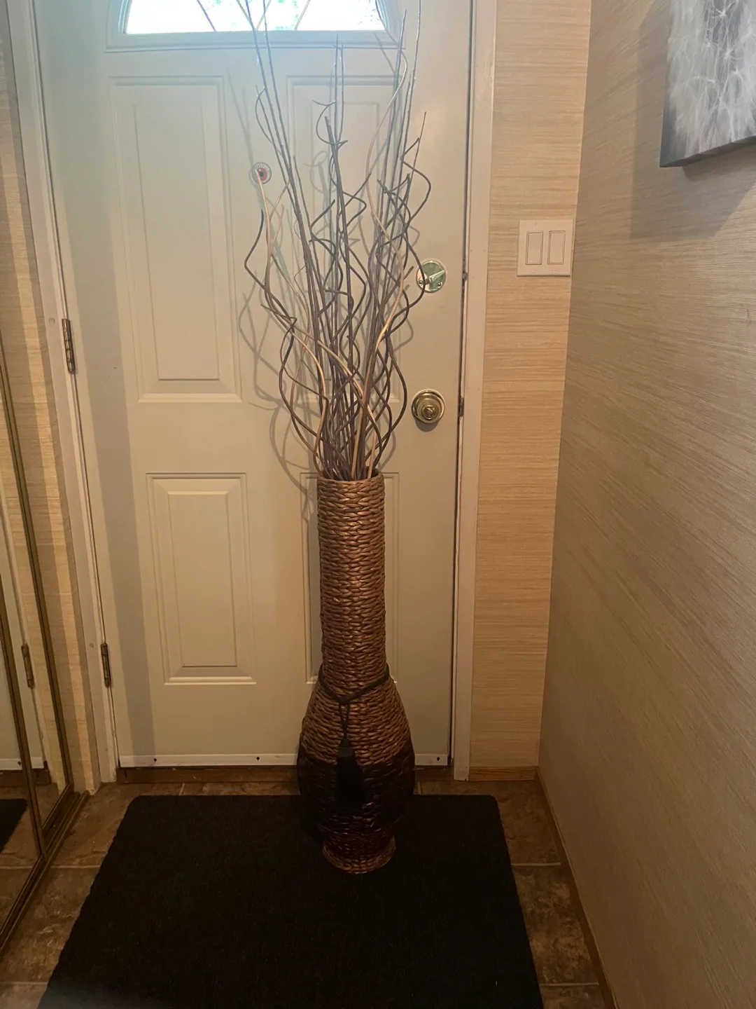 Woven Floor Vase with Decorative Branches thumbnail