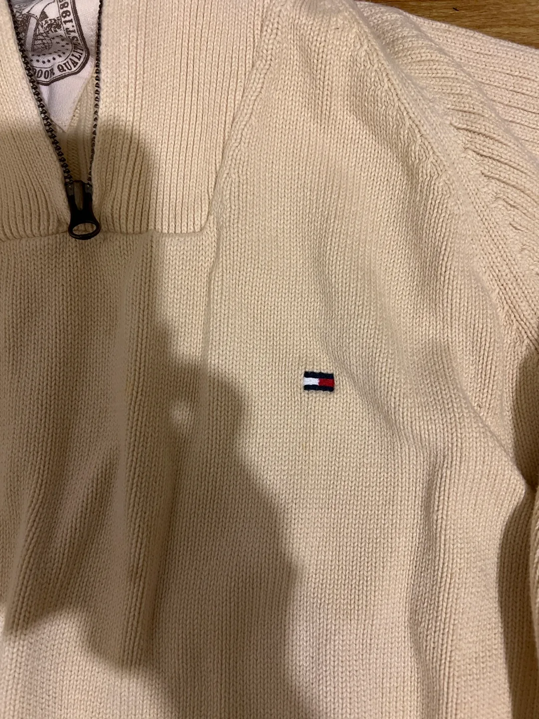 Tommy Hilfiger Cream Half-Zip Sweater XL image indicator(2)