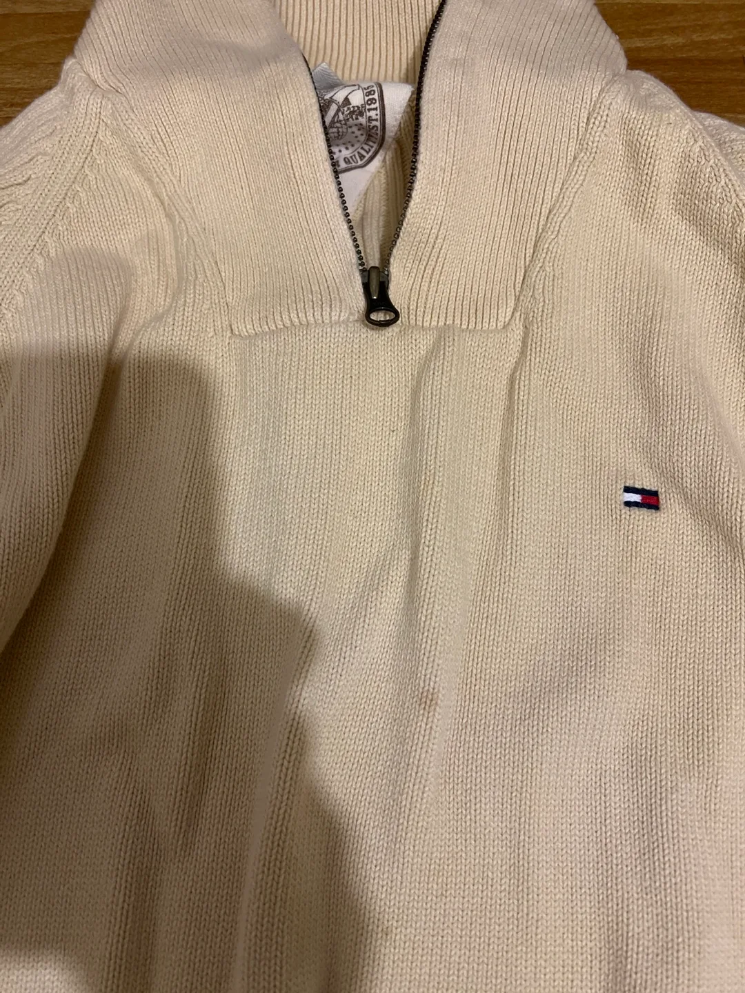Tommy Hilfiger Cream Half-Zip Sweater XL image indicator(3)