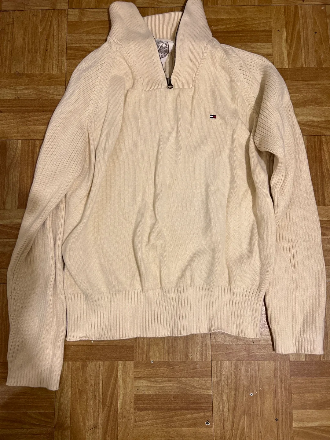 Tommy Hilfiger Cream Half-Zip Sweater XL thumbnail