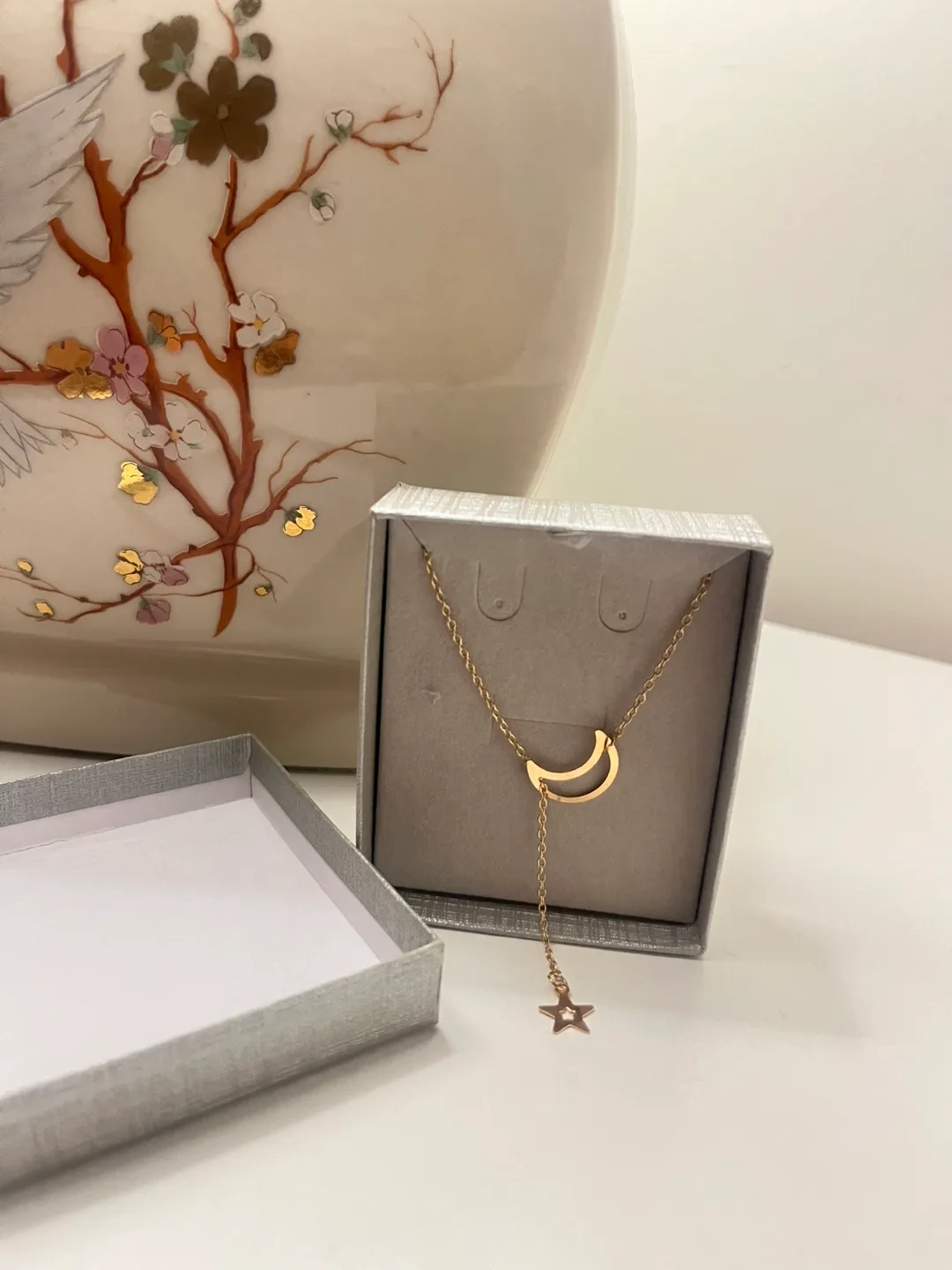 Moon & Star Y Necklace - Gold and Silver thumbnail