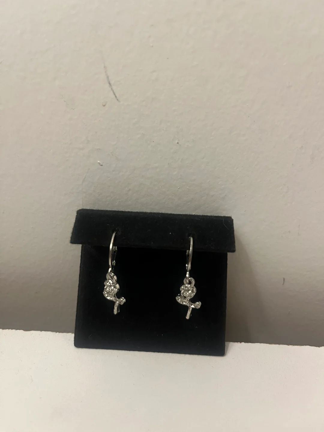 Silver Rose Drop Earrings thumbnail