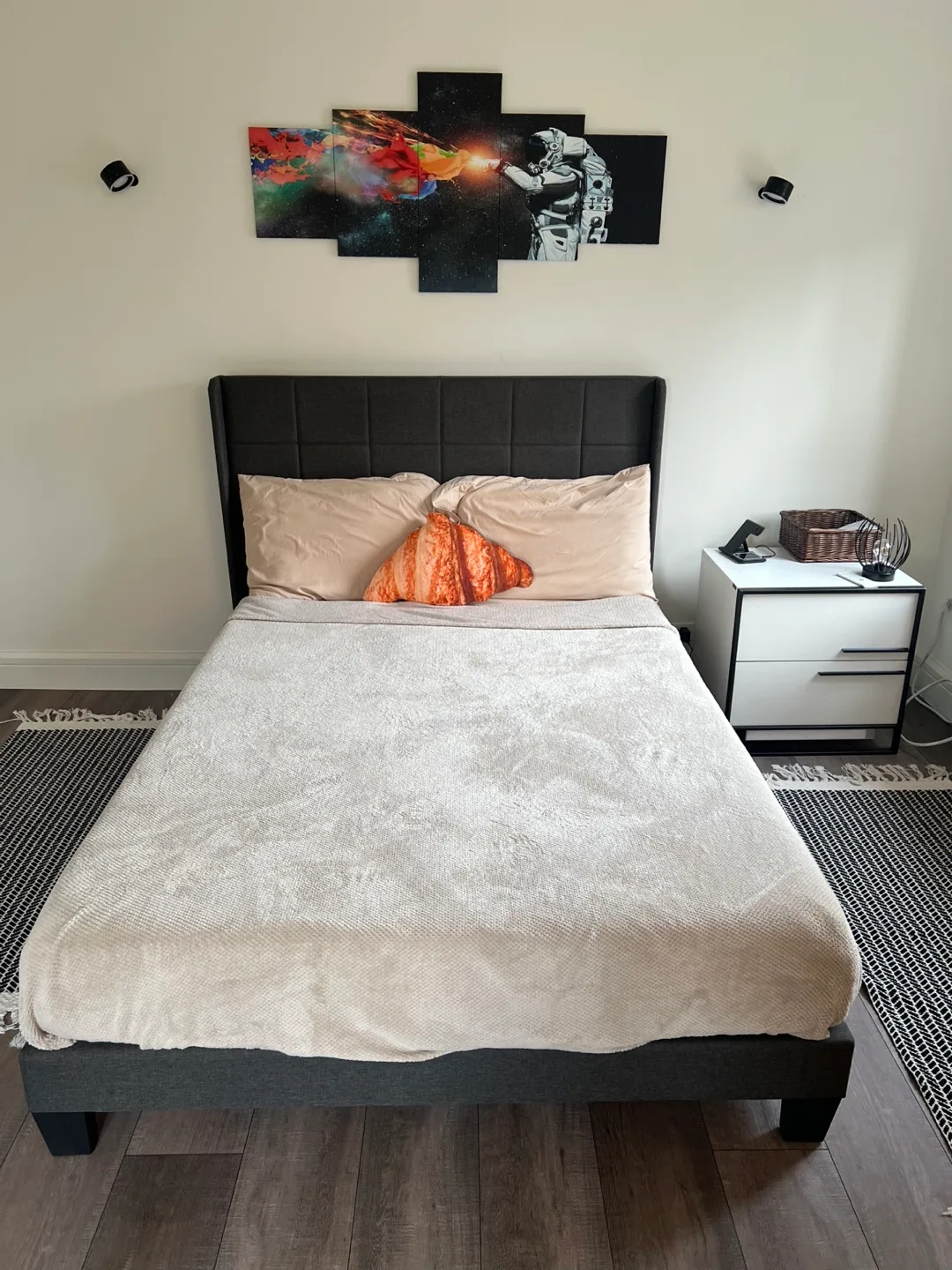 Full Size Upholstered Bed Frame - Gray thumbnail