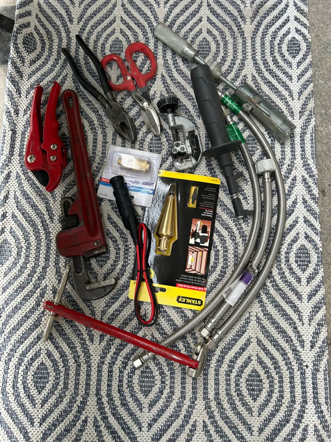 Plumbing Tools Lot - Pipe Wrench, Cutter, More thumbnail