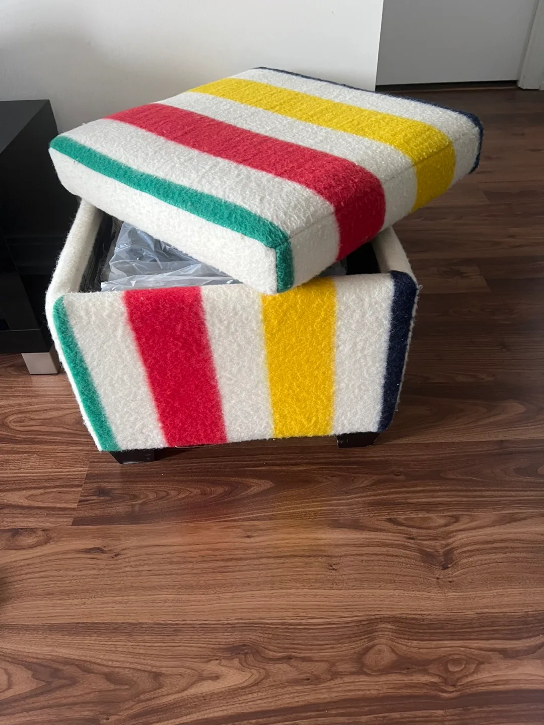 Hudson's Bay Multi Stripe Storage Ottoman thumbnail