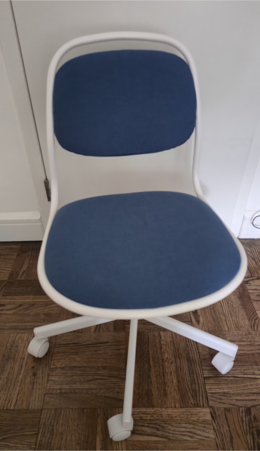 IKEA Jules White & Blue Swivel Chair - photo 2