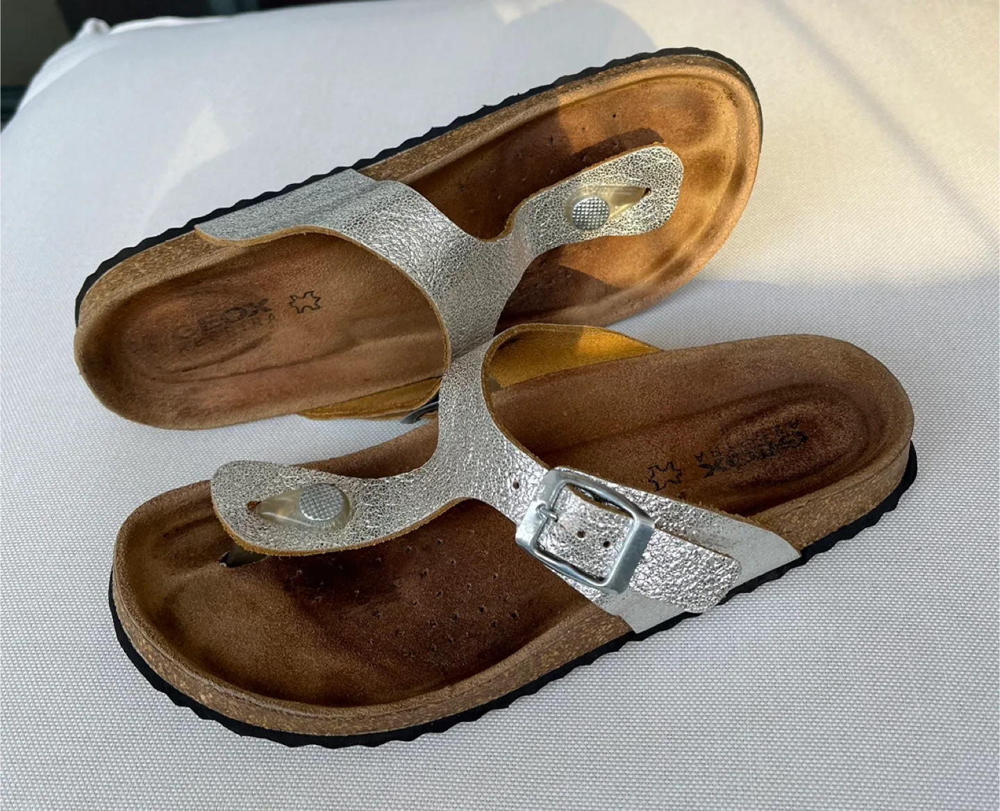 Geox Silver Leather Sandals Spain - Size 7 thumbnail