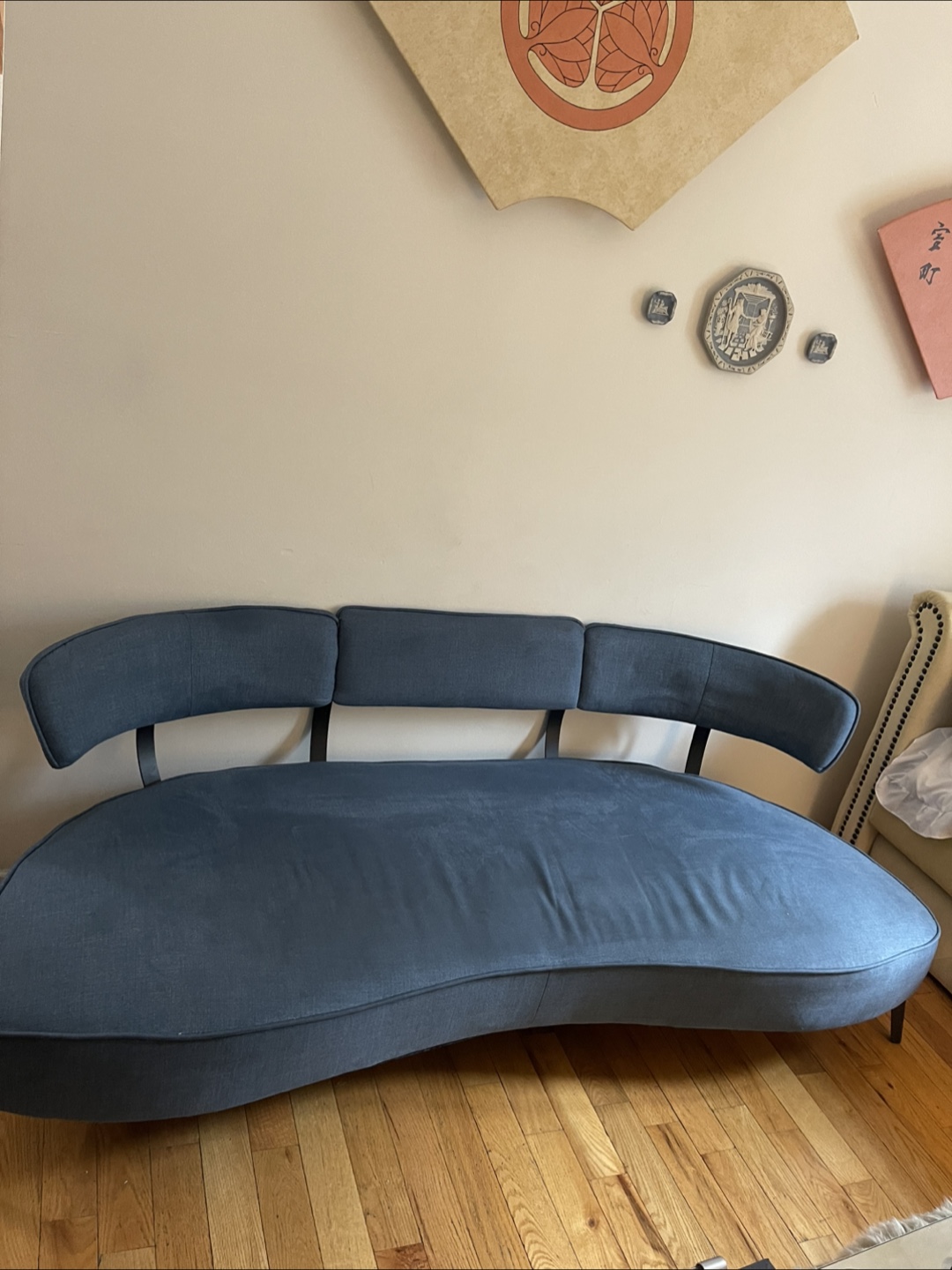 Blue Curved Sofa - photo 2