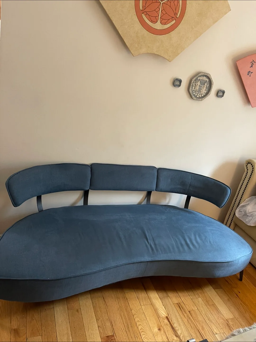 Blue Curved Sofa image indicator(2)