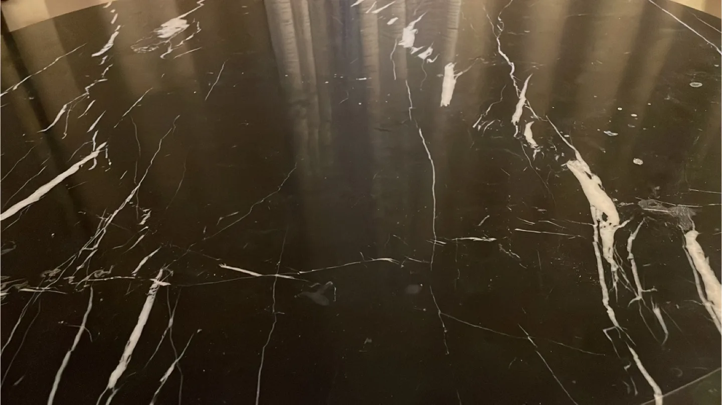 Eq3 Round Marble Dining Table with Yellow Legs image indicator(3)