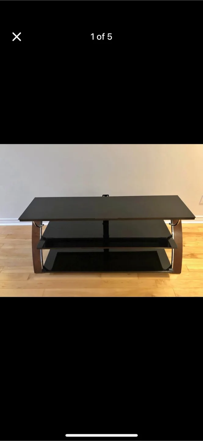 Black TV Stand with Shelves thumbnail