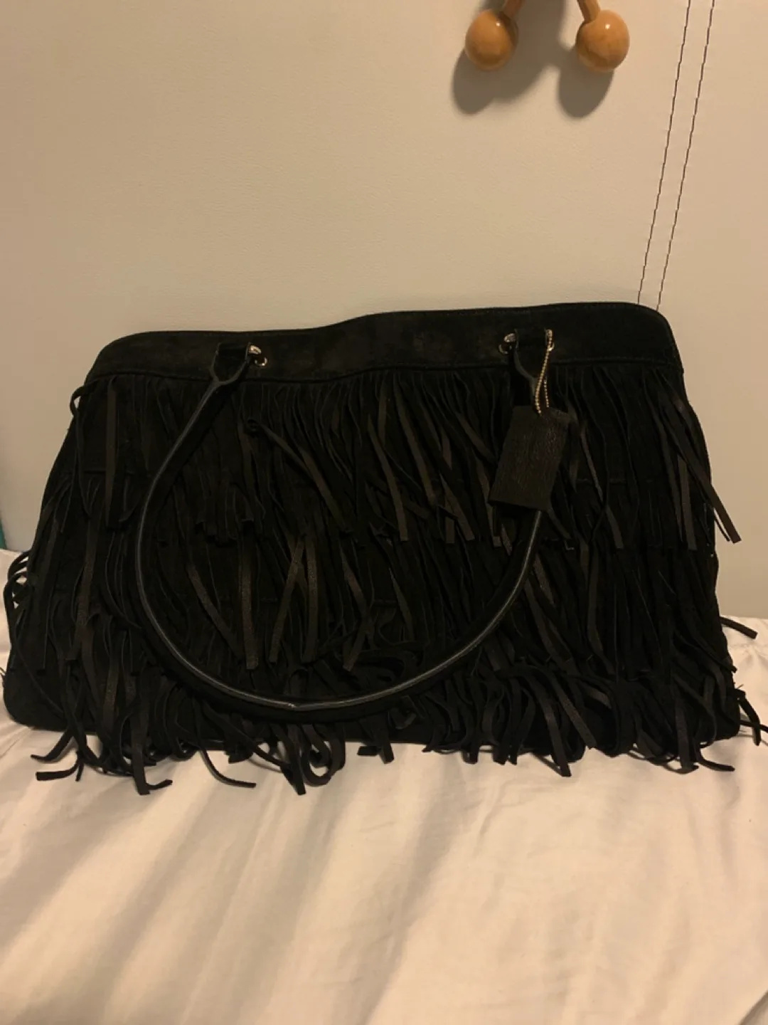 Danier leather Black Fringe Tote Bag thumbnail