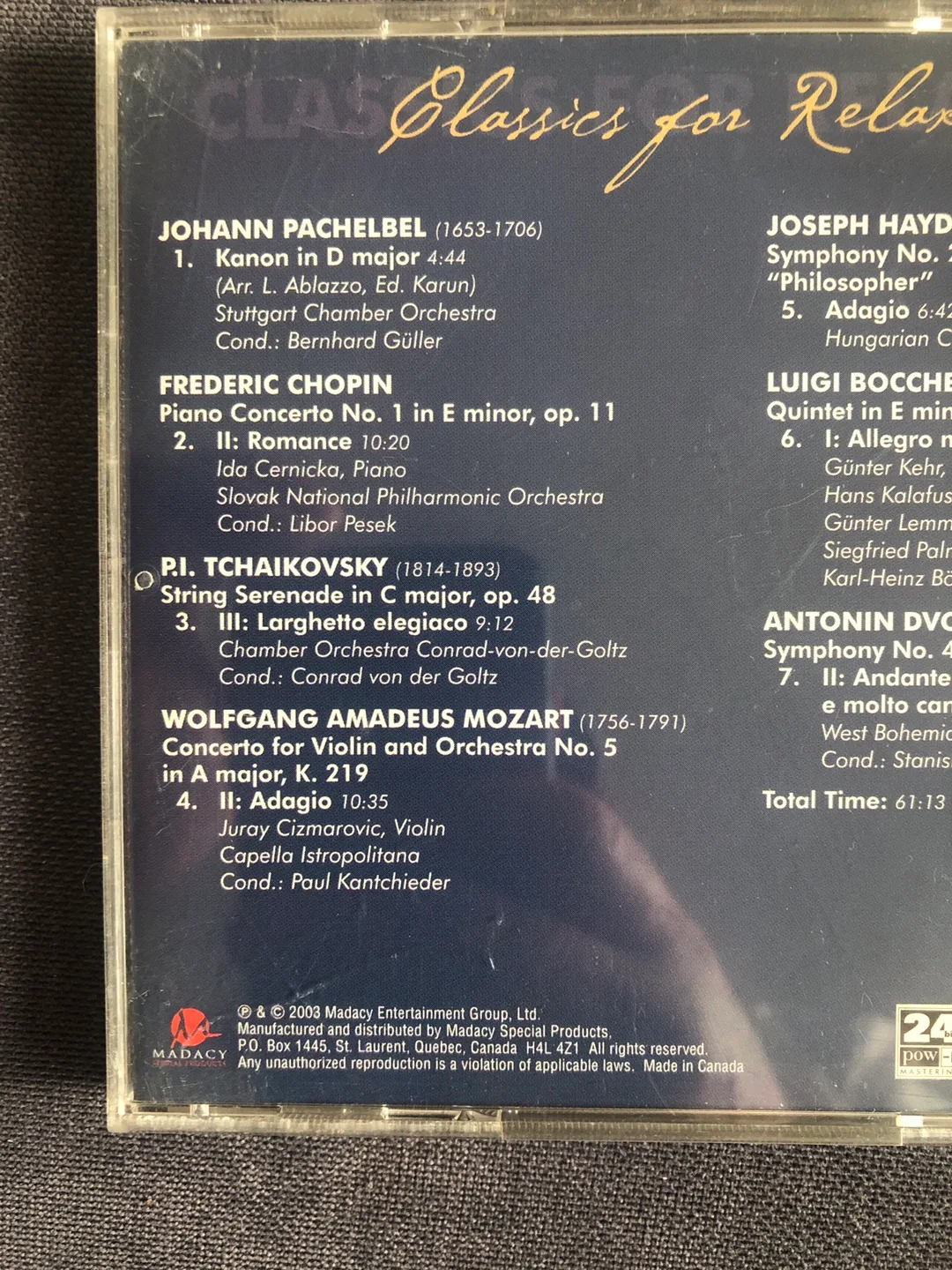 Classics for Relaxation - Madacy Entertainment CD image indicator(4)