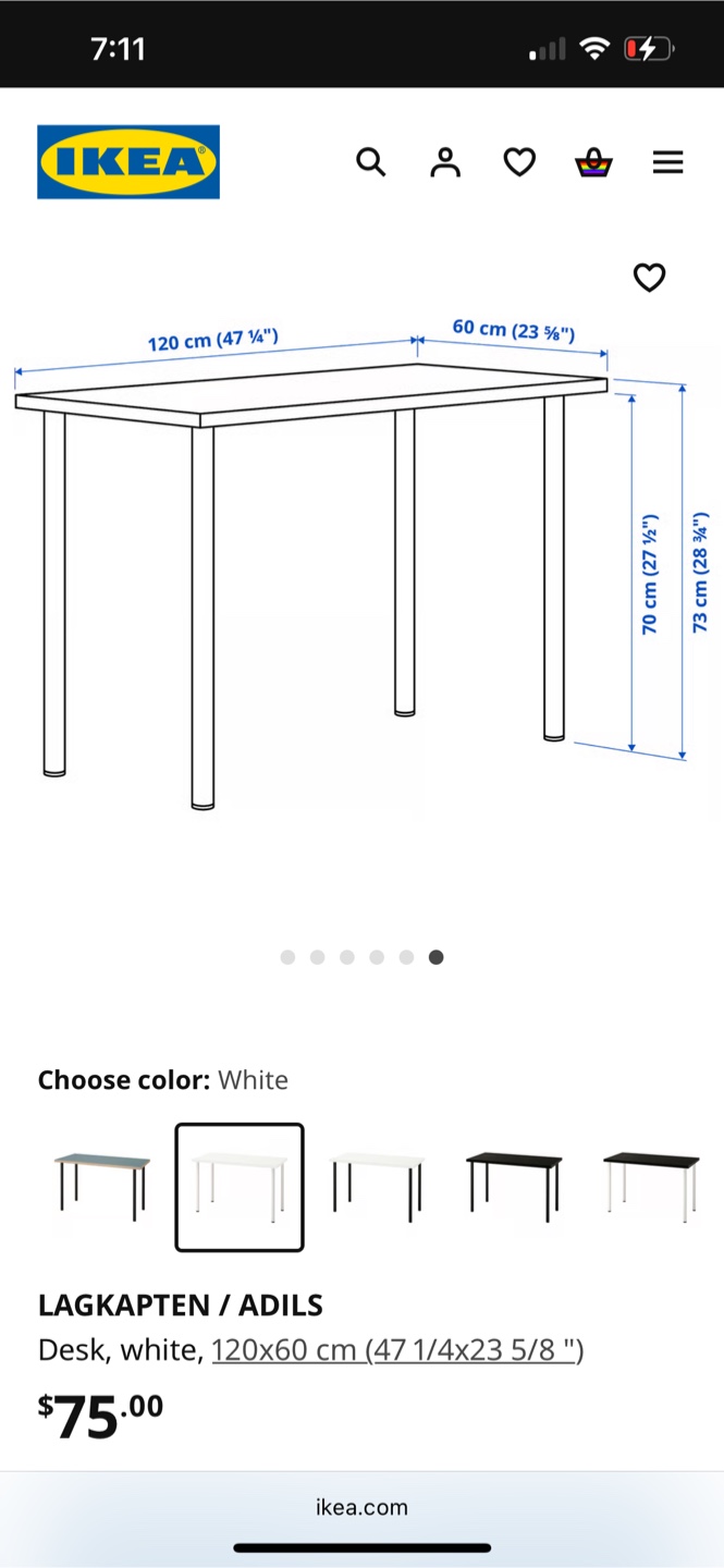 IKEA LAGKAPTEN / ADILS Desk - White - photo 4