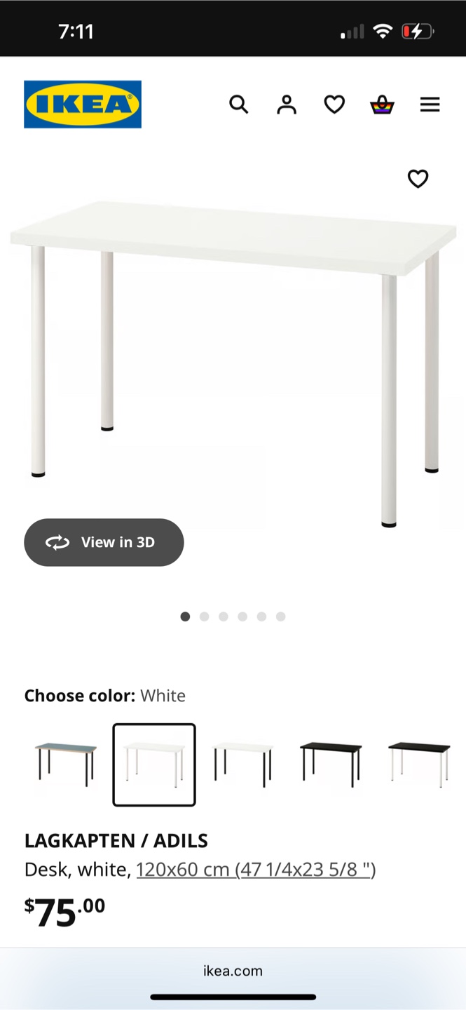 IKEA LAGKAPTEN / ADILS Desk - White - photo 3