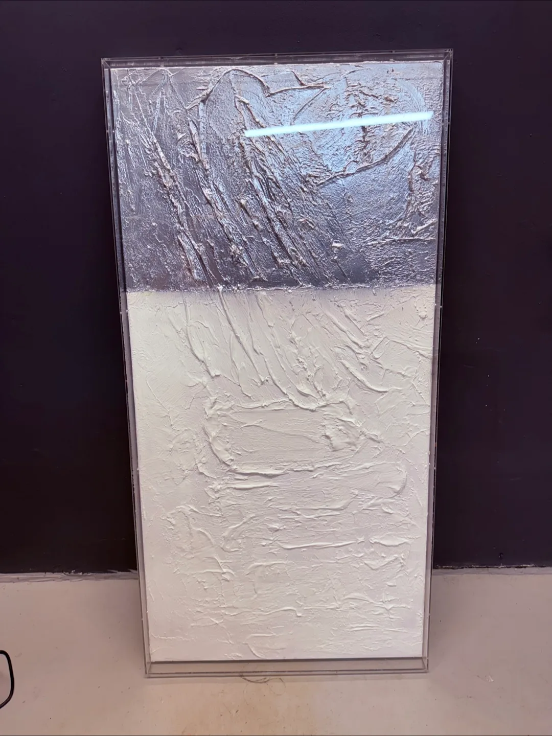 Abstract Textured Wall Art - Silver & White thumbnail