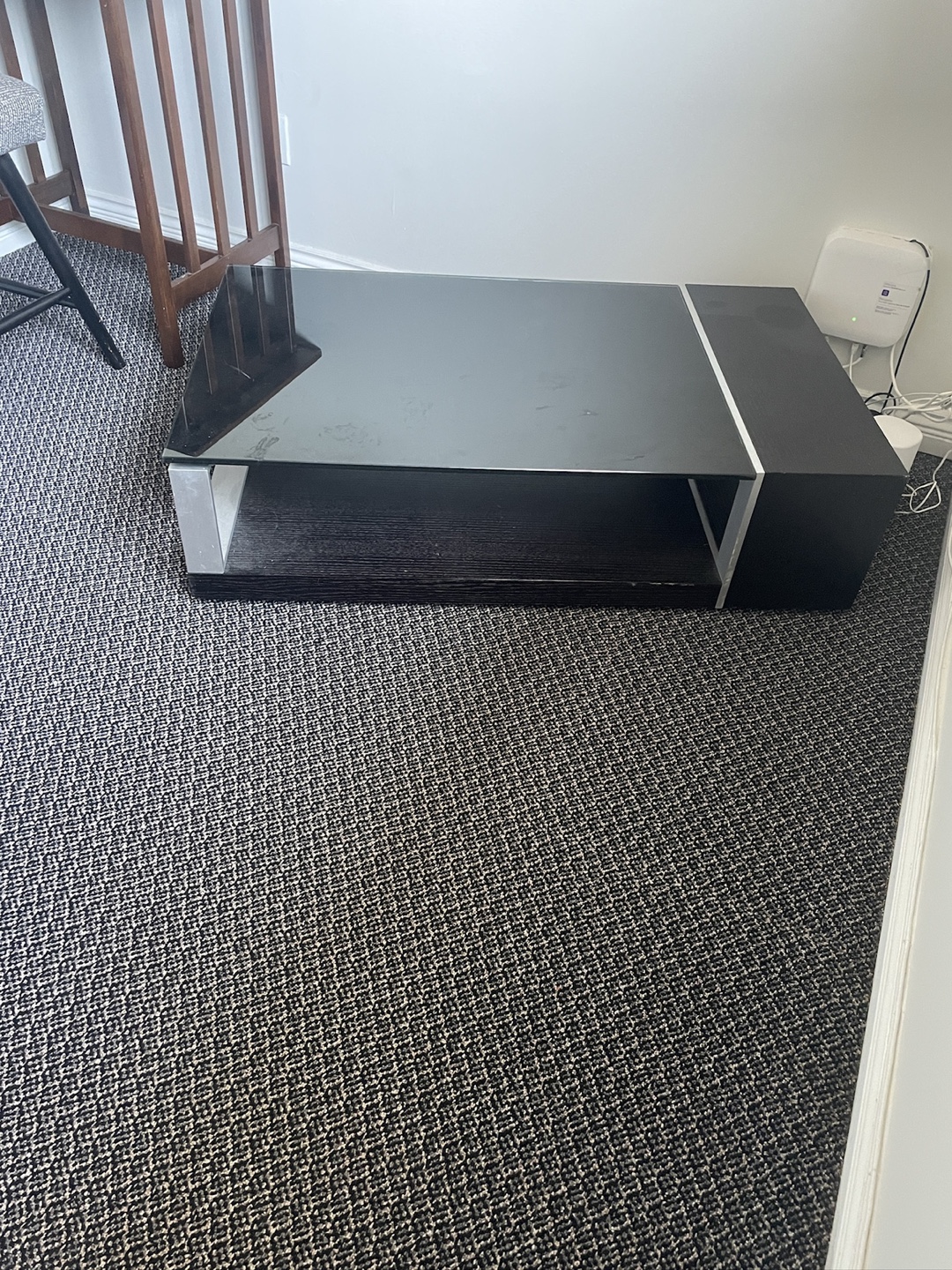Black glass and metal Coffee Table - photo 3