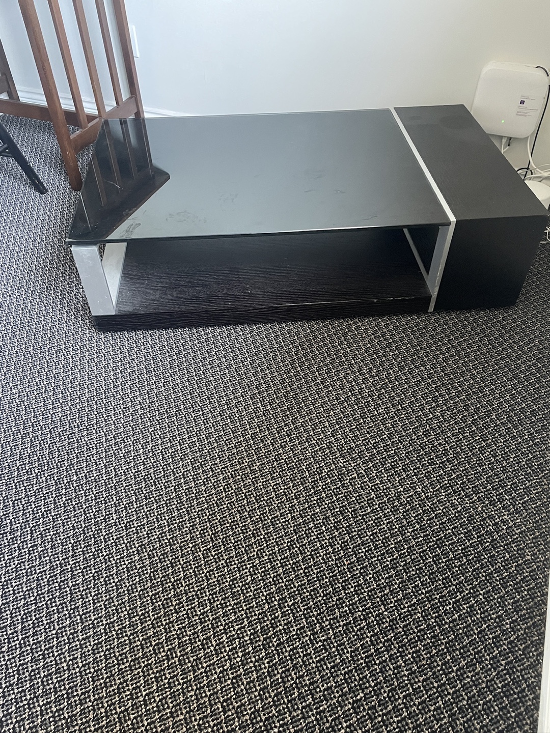Black glass and metal Coffee Table
