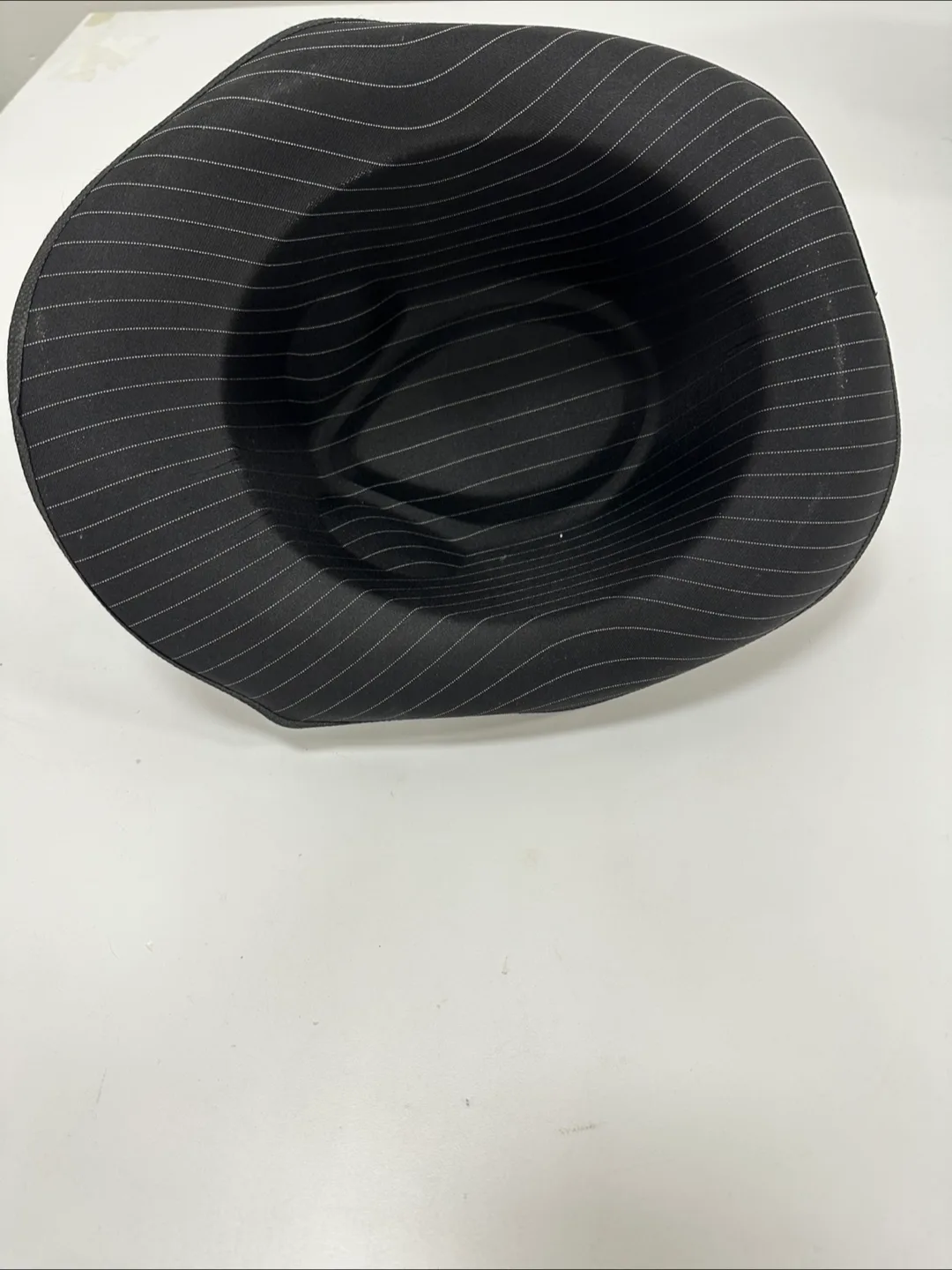 Stylish Pinstripe Fedora Hat + 3 Feather Boa thumbnail