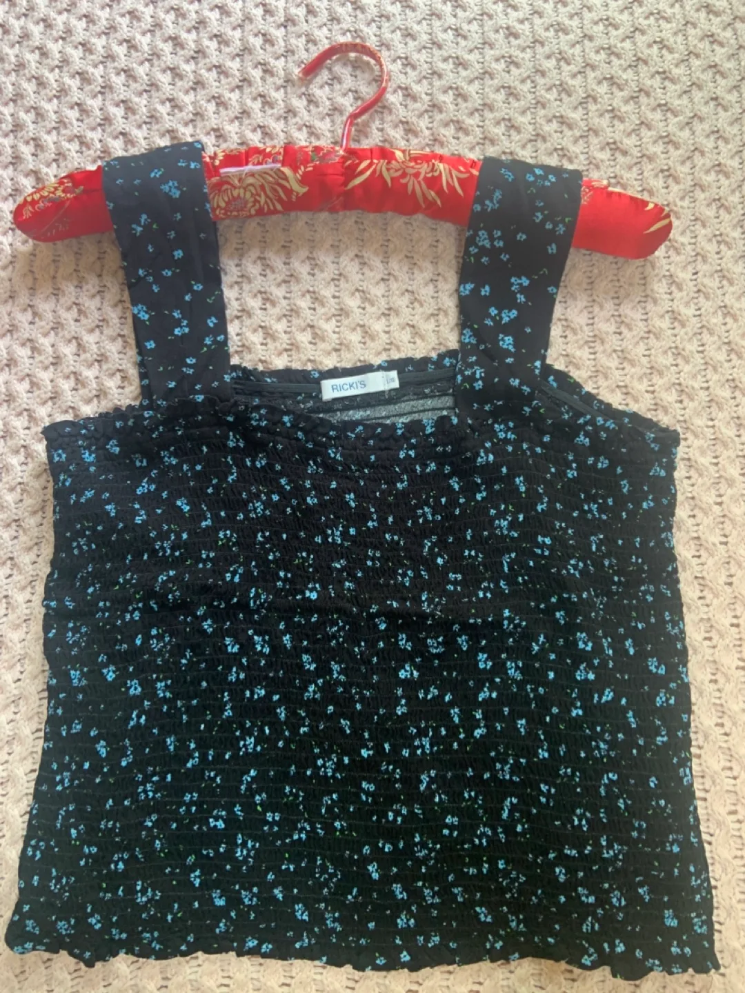Ricki's Black Floral Tank Top - Size L/G thumbnail