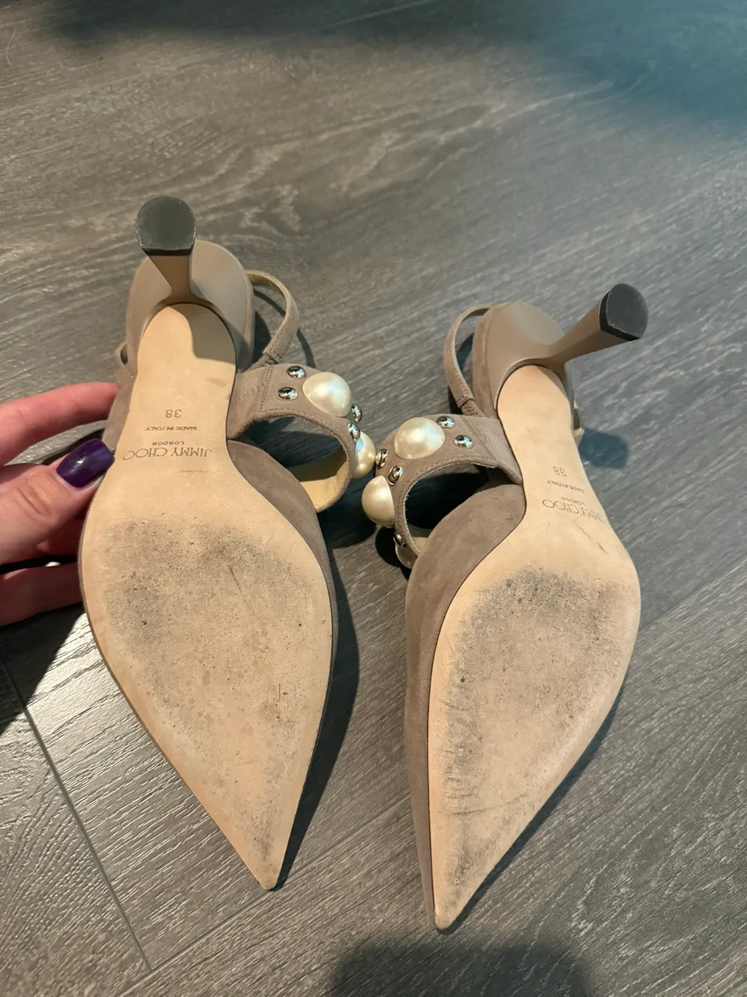 Jimmy Choo etoupe grey Breslin Slingback pumps 38 image indicator(4)