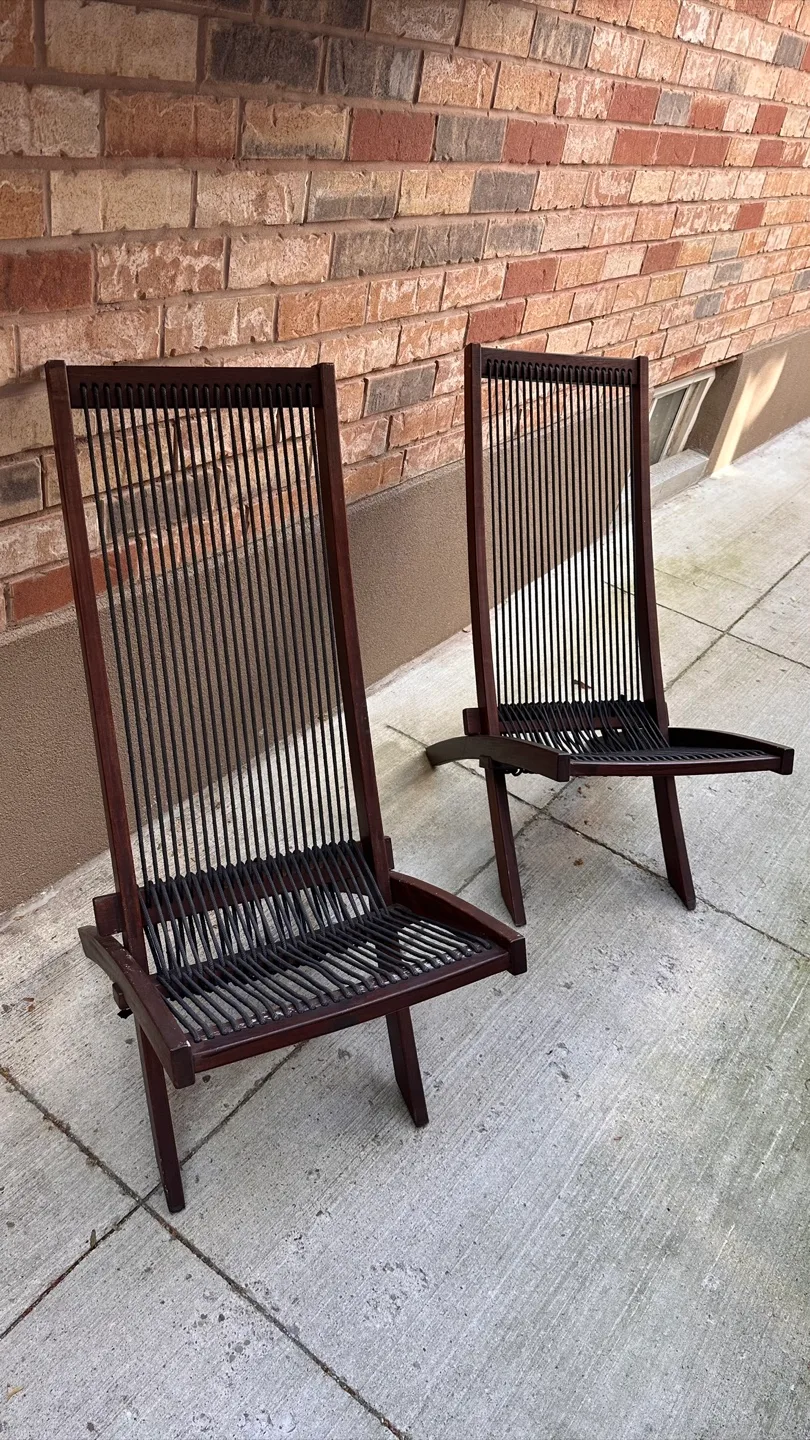 Folding Sling Chair - Wood & Black OBO thumbnail