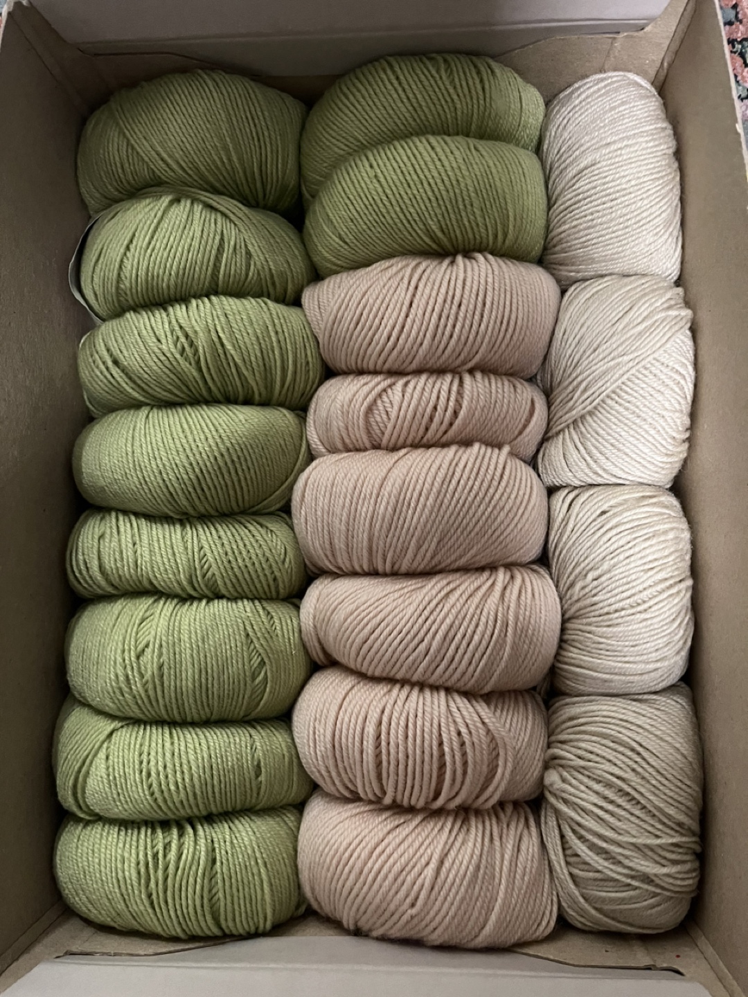 Yarn Lot - Green, Beige, Cream
