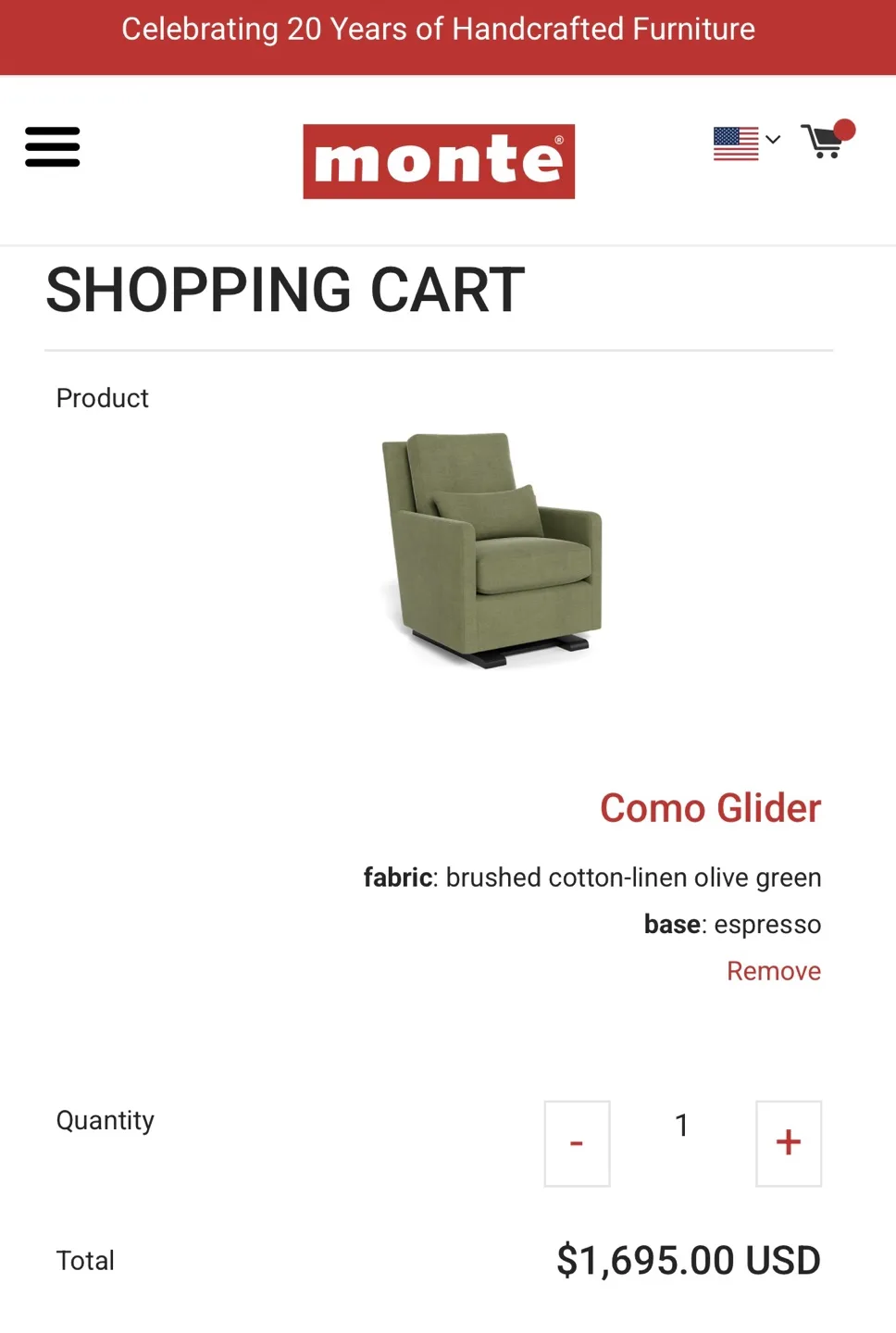 Monte Como Glider & Gliding Ottoman - Olive Green image indicator(3)