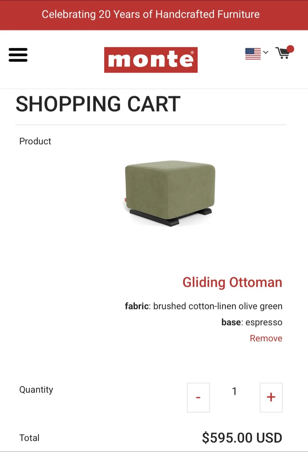 Monte Como Glider & Gliding Ottoman - Olive Green image indicator(4)