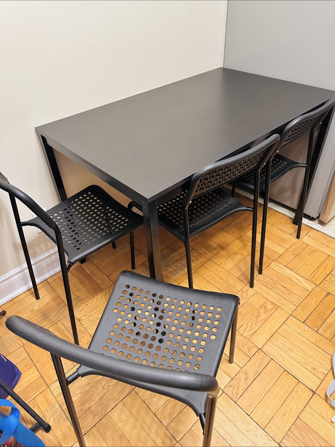 Black Dining Table with 4 Chairs