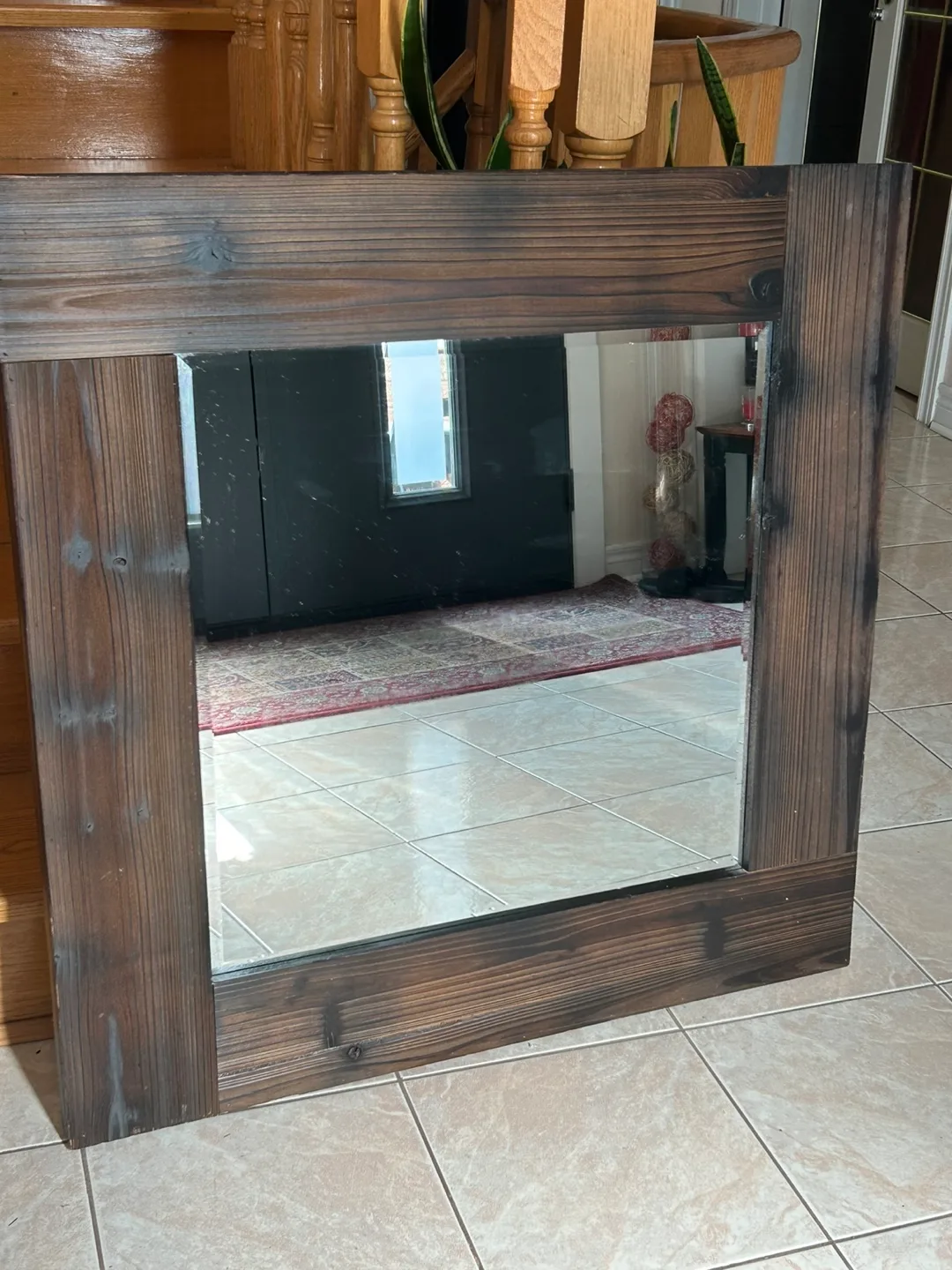 Wood Framed Mirror - Brown thumbnail