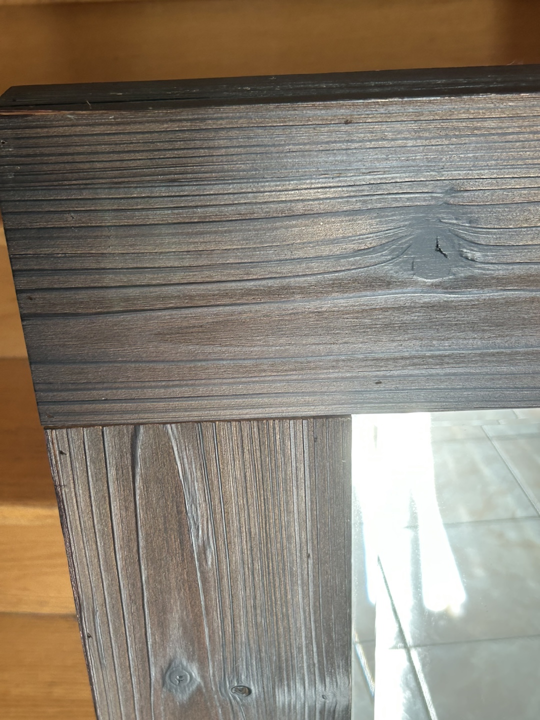 Wood Framed Mirror - Brown - photo 2