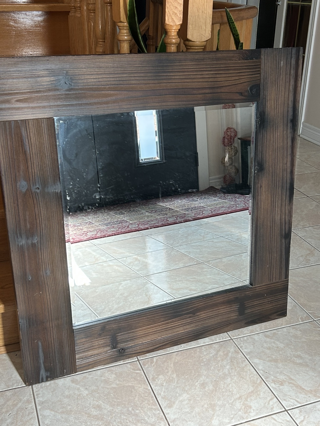 Wood Framed Mirror - Brown - photo 4