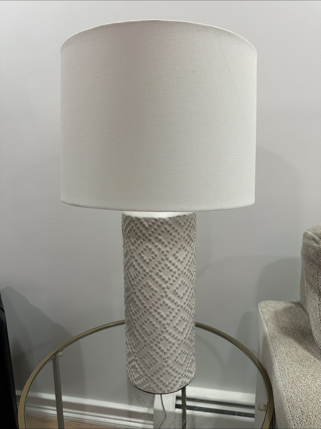 Round Glass Top Side Table & Lamp - photo 3